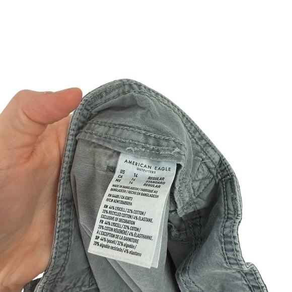 American Eagle Stovepipe Utility Pants Blue High Rise Straight Stretch Womens 14 - Picture 7 of 10